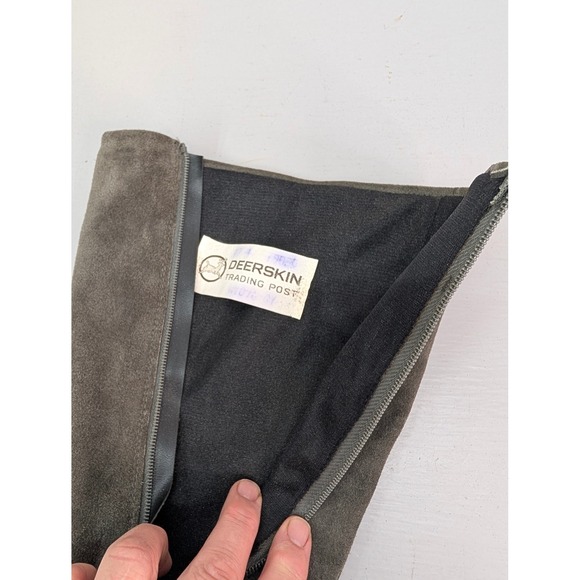 Vintage‎ Deerskin Trading Post Gray Suede Leather Knee High Heel Boots Size 10 - Picture 11 of 14